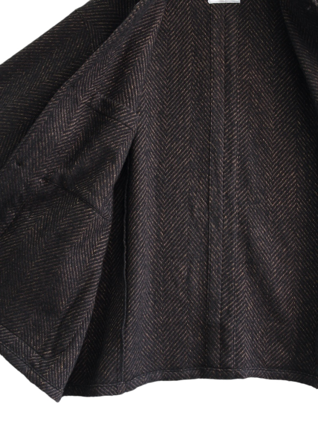 ANCELLM DAMAGE WOOL HERRINGBONE COVER ALL BROWN/BLACK 2025AW 通販